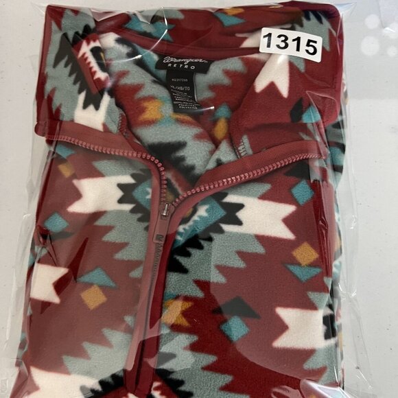 Wrangler Retro Unisex XL Aztec Oversized Pullover Fleece 1/4 Zip Jacket Medieval - Picture 16 of 16